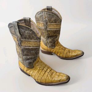 Jar  Orange Crocodile  Boots Men's US Size 6.5 Mexico 25.5 Western Pointed Toe